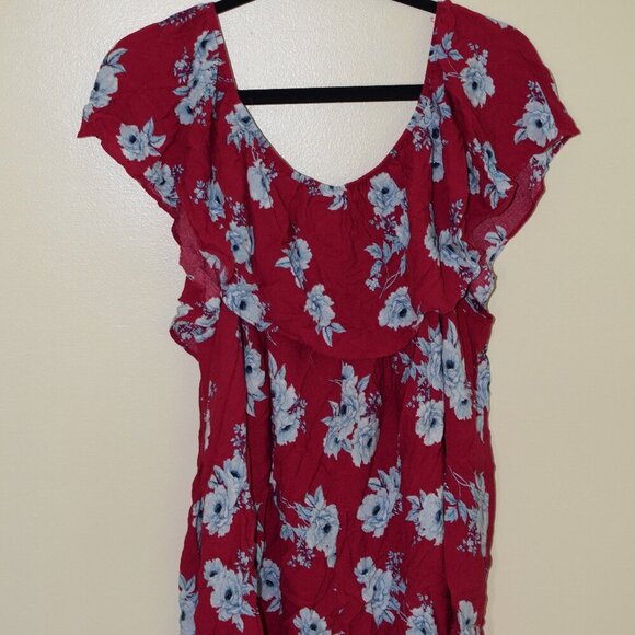 Women's Torrid Pink & Blue Floral Print Off Shoulder Ruffle Blouse - Size 4X - Picture 5 of 5